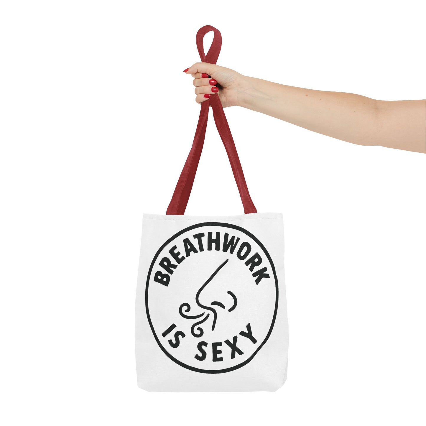 "Breathwork is Sexy" Motivational Tote Bag, Gym Carryall, Workout Bag, Reusable Shopping Tote, Eco-Friendly Reusable Bag, Challenge Every System Bag
