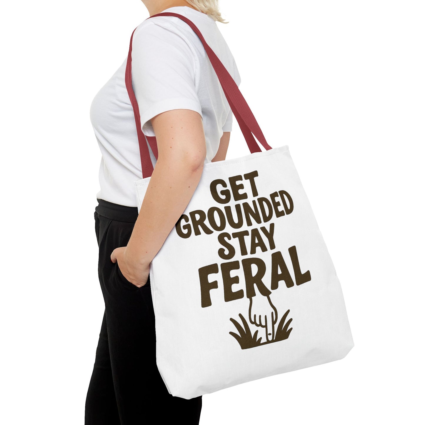 "Stay Feral" Motivational Tote Bag, Gym Carryall, Workout Bag, Reusable Shopping Tote, Eco-Friendly Reusable Bag, Challenge Every System Bag