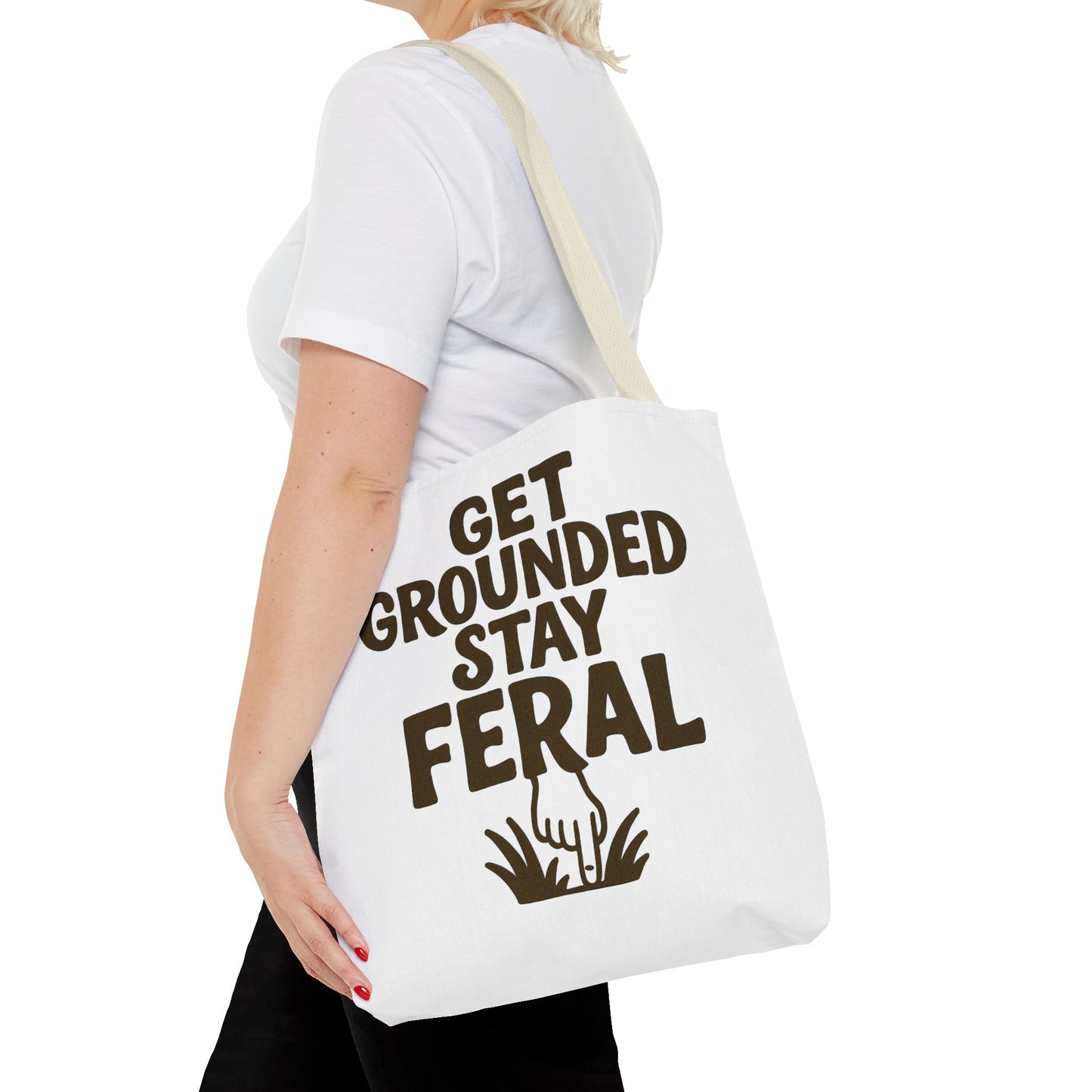 "Stay Feral" Motivational Tote Bag, Gym Carryall, Workout Bag, Reusable Shopping Tote, Eco-Friendly Reusable Bag, Challenge Every System Bag