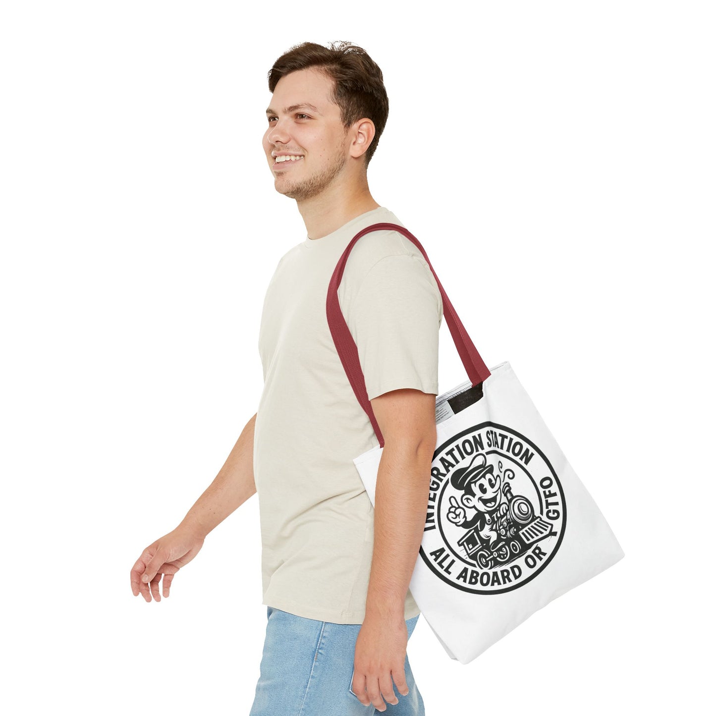 "Integration Station" Motivational Tote Bag, Gym Carryall, Workout Bag, Reusable Shopping Tote, Eco-Friendly Reusable Bag, Challenge Every System Bag
