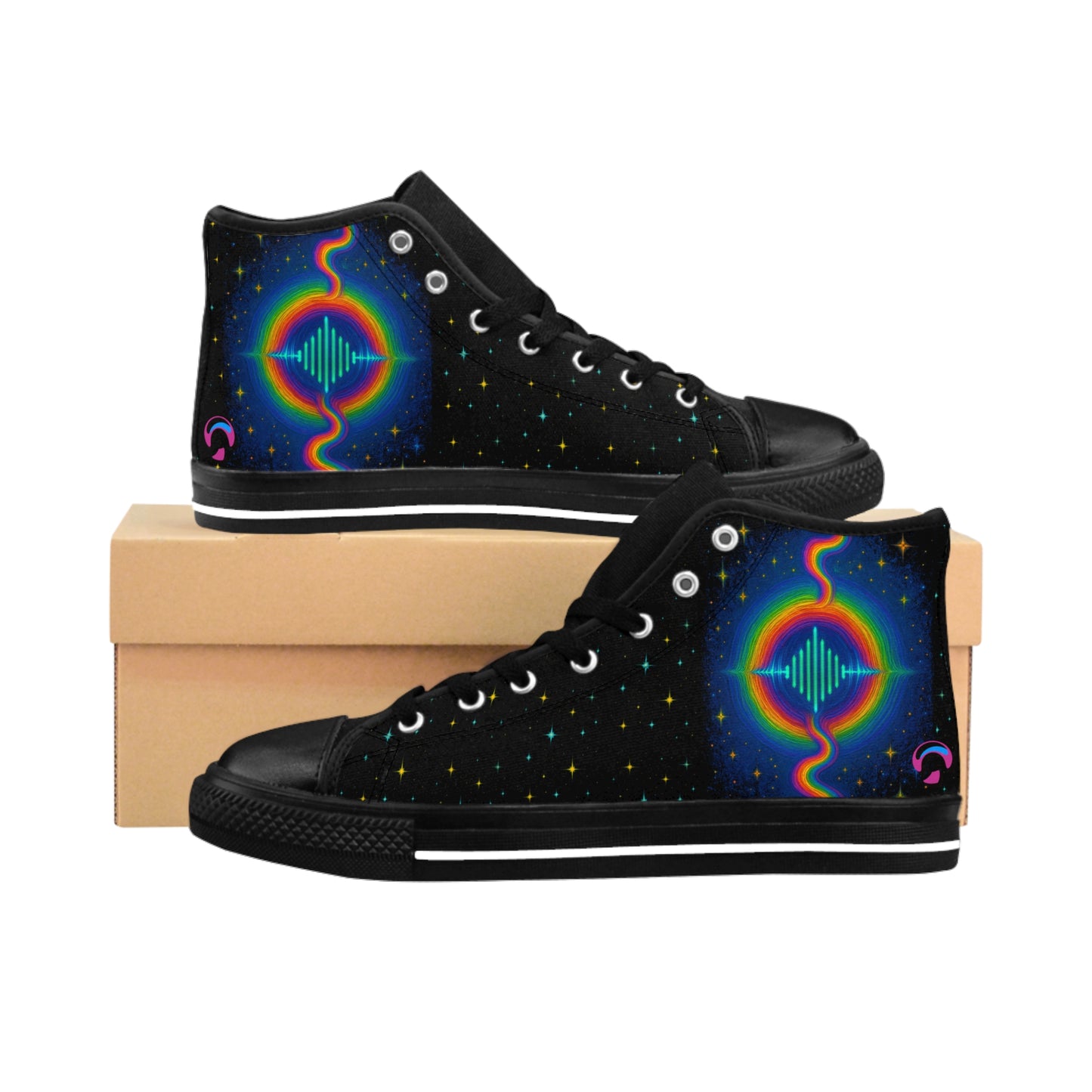 Women’s Cosmic Art Sneakers - Psychedelic High Tops, Unique Sneakers for Festivals, Everyday Fashion, Gift for Her