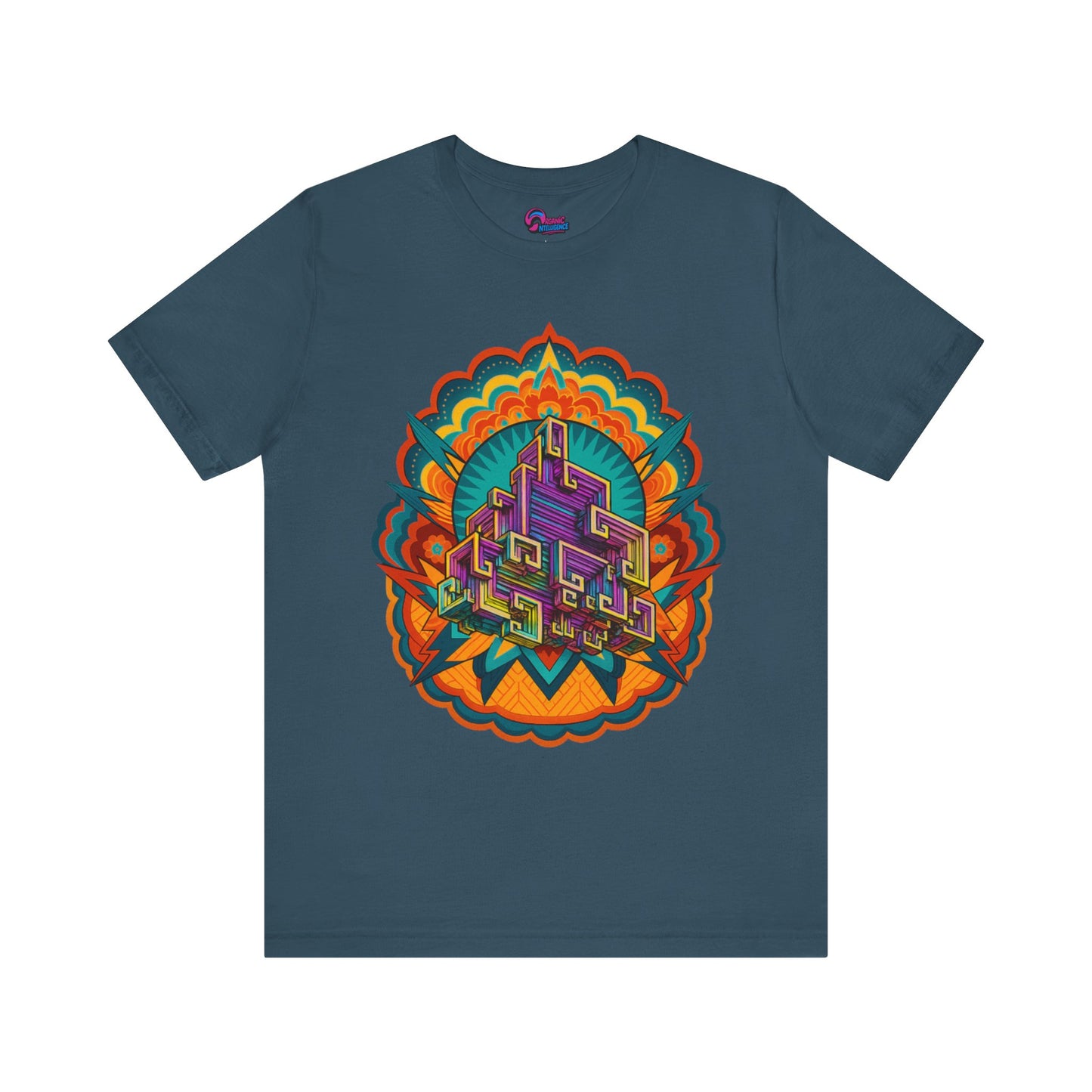Vibrant Mandala Short Sleeve Tee, Unisex Art Shirt, Colorful Graphic Tee, Bohemian Style T-Shirt, Festival Apparel, Psychedelic Wear