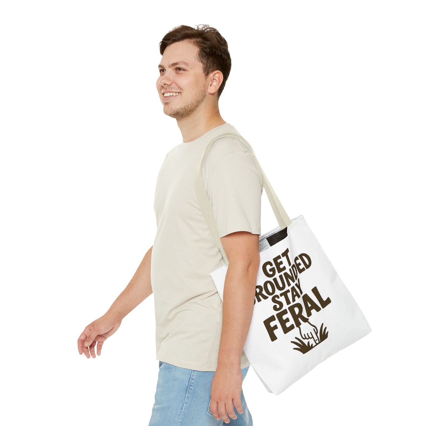 "Stay Feral" Motivational Tote Bag, Gym Carryall, Workout Bag, Reusable Shopping Tote, Eco-Friendly Reusable Bag, Challenge Every System Bag