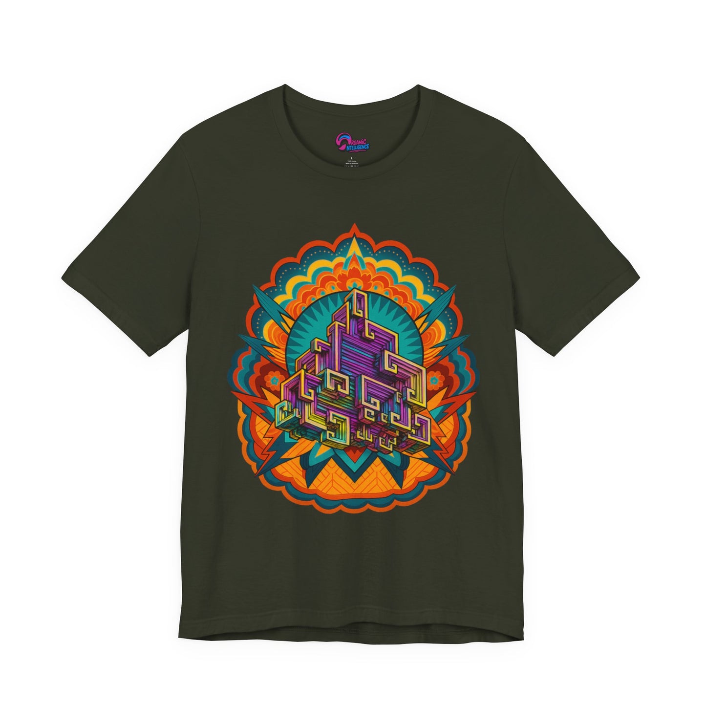 Vibrant Mandala Short Sleeve Tee, Unisex Art Shirt, Colorful Graphic Tee, Bohemian Style T-Shirt, Festival Apparel, Psychedelic Wear