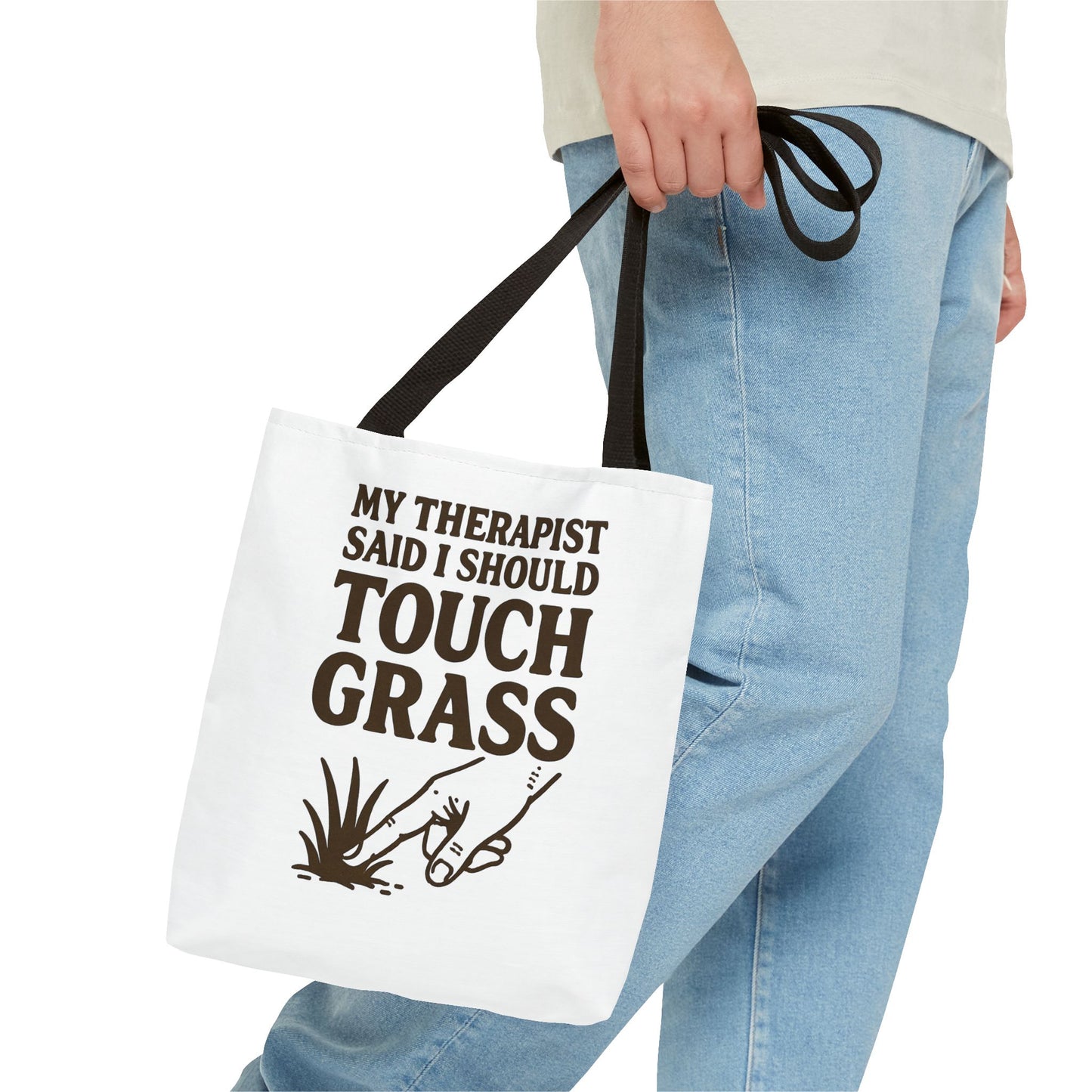 "Touch Grass" Motivational Tote Bag, Gym Carryall, Workout Bag, Reusable Shopping Tote, Eco-Friendly Reusable Bag, Challenge Every System Bag