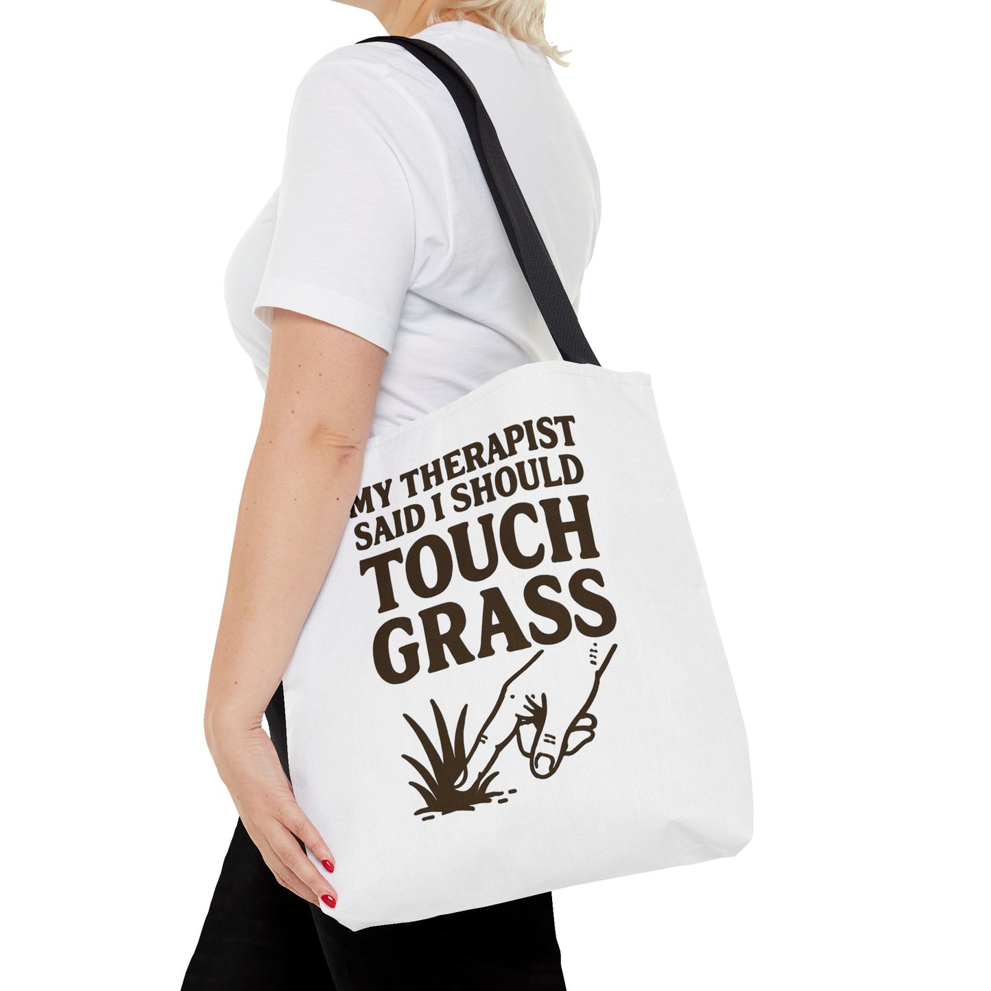 "Touch Grass" Motivational Tote Bag, Gym Carryall, Workout Bag, Reusable Shopping Tote, Eco-Friendly Reusable Bag, Challenge Every System Bag