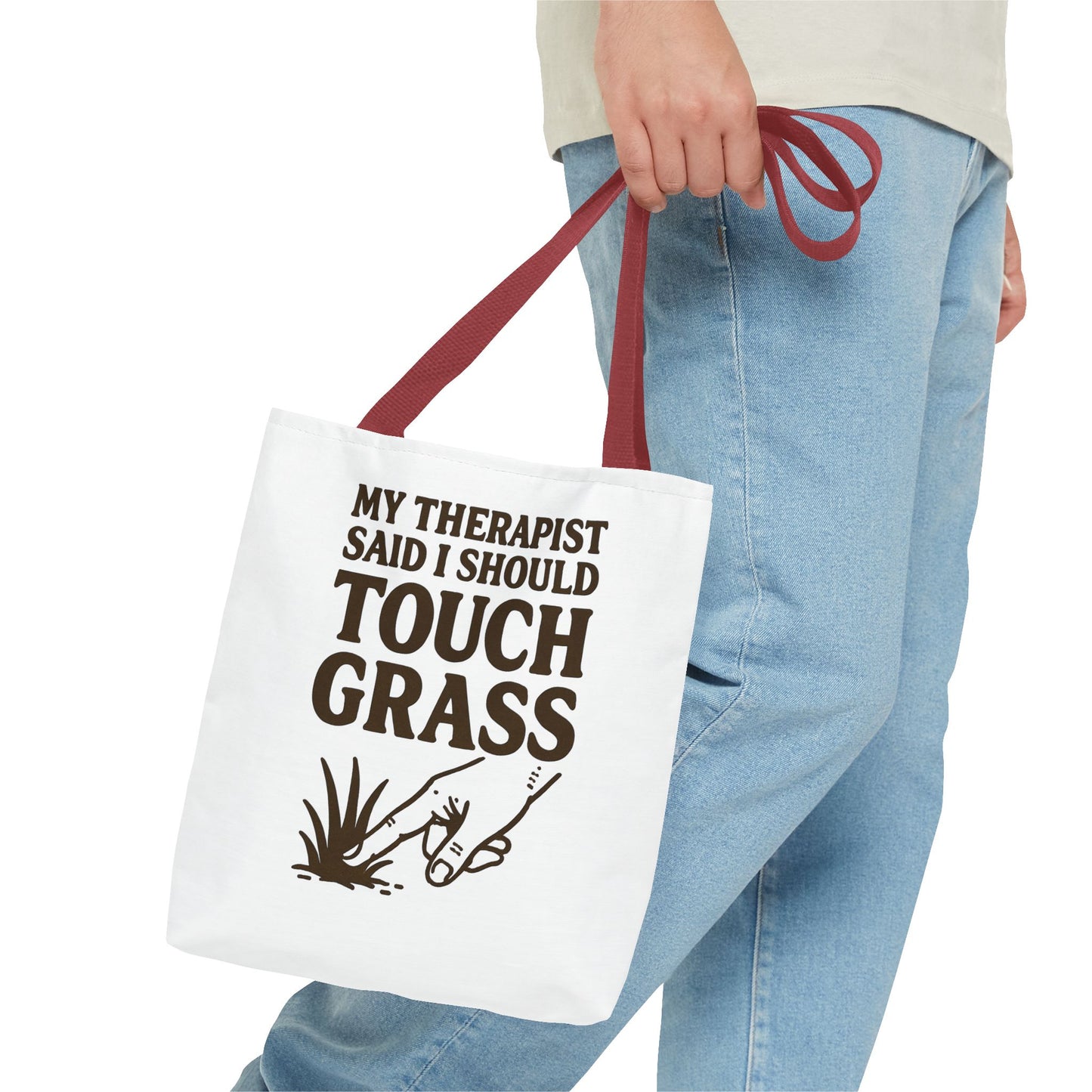 "Touch Grass" Motivational Tote Bag, Gym Carryall, Workout Bag, Reusable Shopping Tote, Eco-Friendly Reusable Bag, Challenge Every System Bag