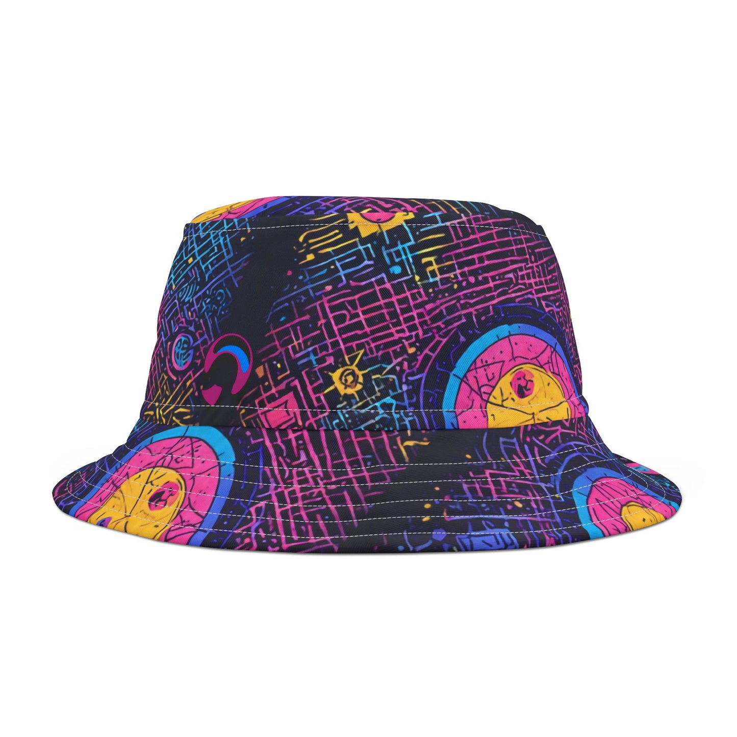 Vibrant Patterned Bucket Hat, Colorful Summer Accessory, Unique Festival Wear, Boho Hat, Beach Sun Protection Cap