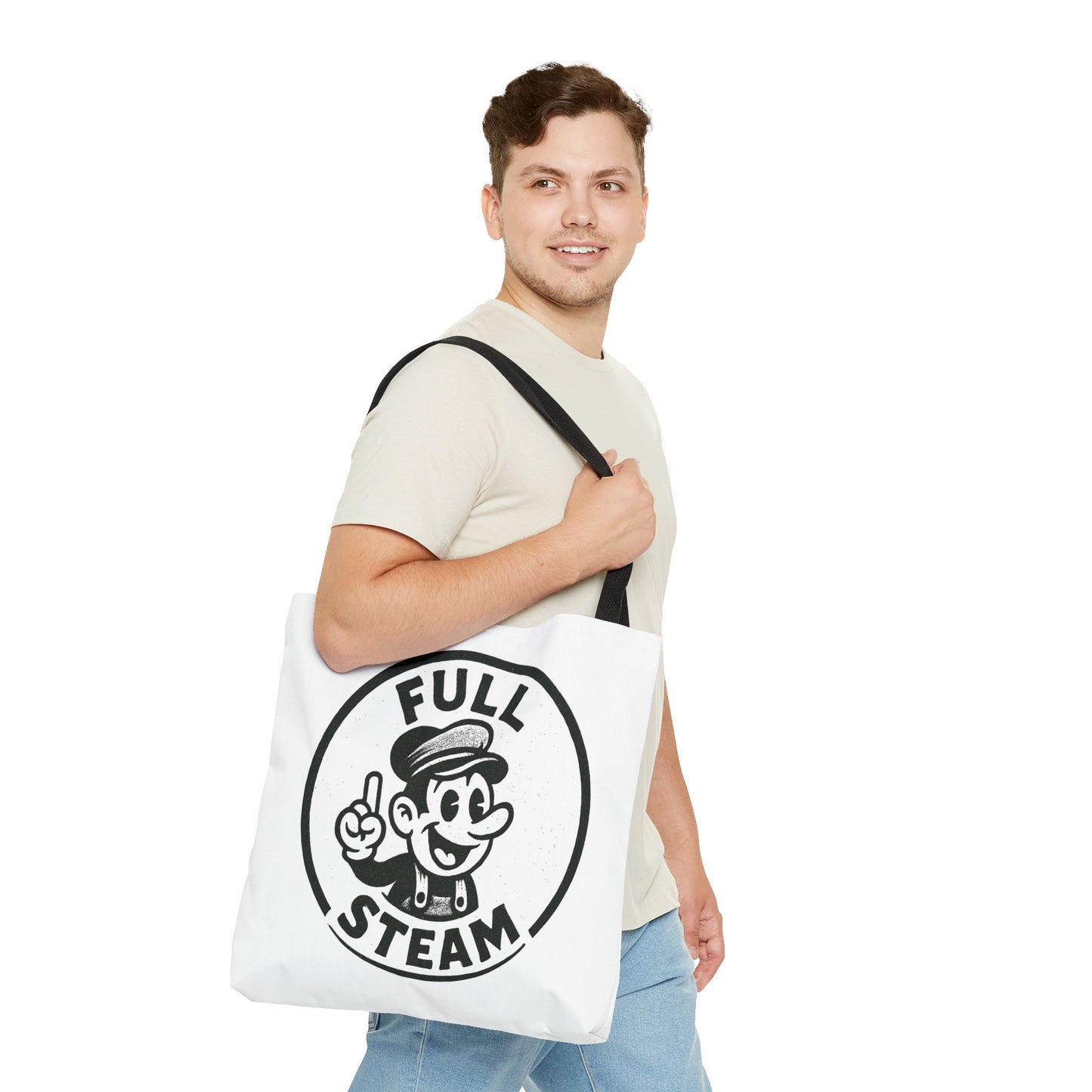 "Full Steam" Band Merch Tote Bag, Gym Carryall, Workout Bag, Reusable Shopping Tote, Eco-Friendly Reusable Bag, Challenge Every System Bag