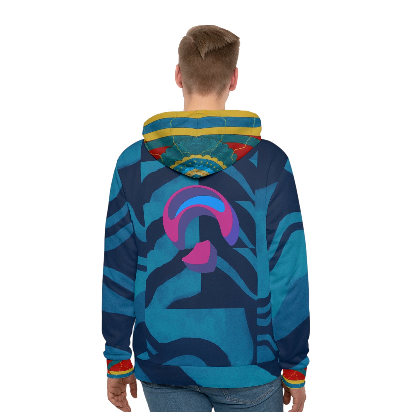 Men's Hoodie - Blue Flourette Design Inspired by Genesis 1 and Revelation 22