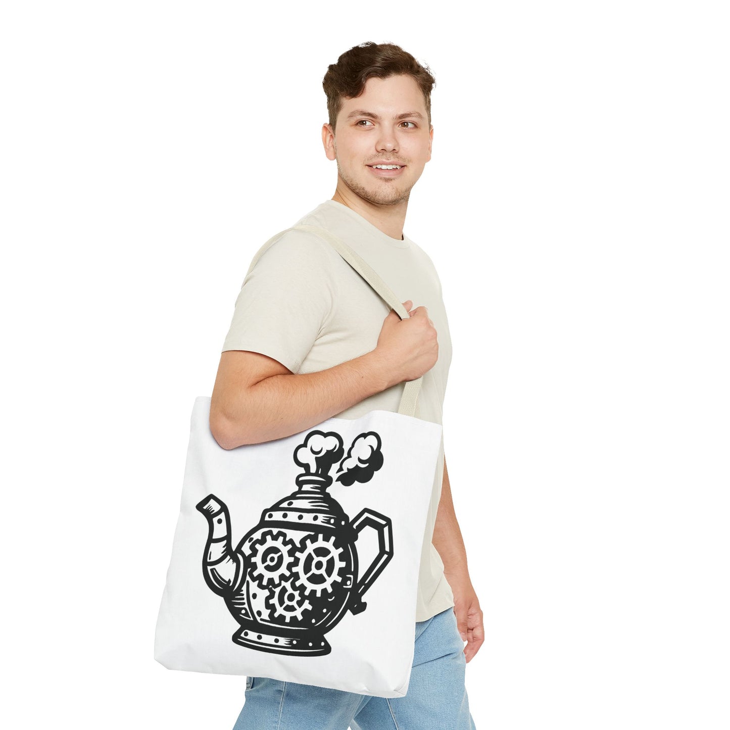 "Tea is On"  Motivational Tote Bag, Gym Carryall, Workout Bag, Reusable Shopping Tote, Eco-Friendly Reusable Bag, Challenge Every System Bag