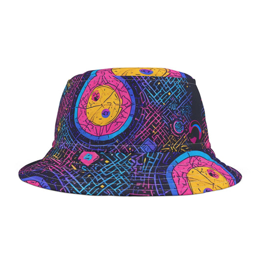 Vibrant Patterned Bucket Hat, Colorful Summer Accessory, Unique Festival Wear, Boho Hat, Beach Sun Protection Cap