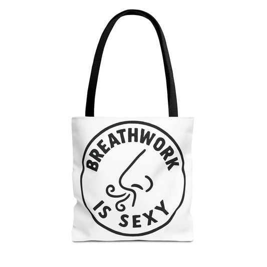 "Breathwork is Sexy"  Motivational Tote Bag, Gym Carryall, Workout Bag, Reusable Shopping Tote, Eco-Friendly Reusable Bag, Challenge Every System Bag