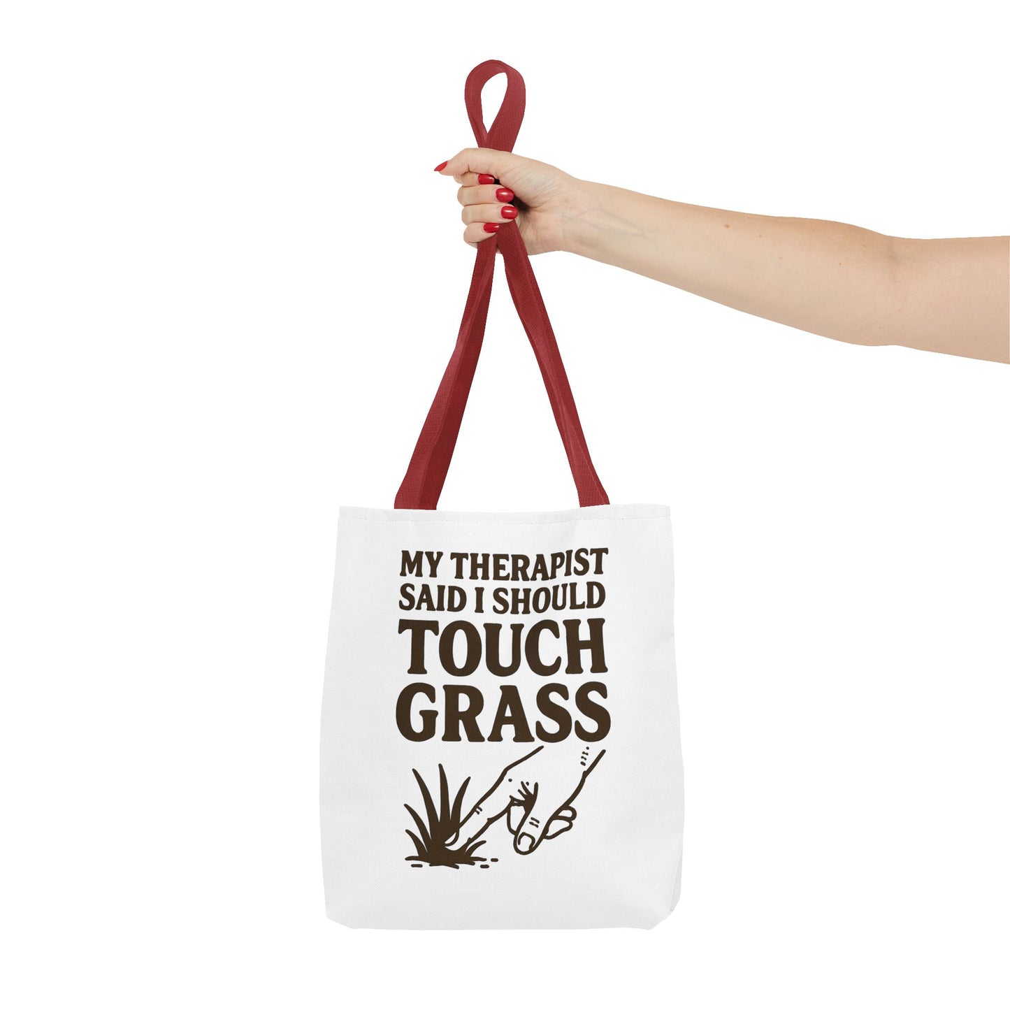 "Touch Grass"  Motivational Tote Bag, Gym Carryall, Workout Bag, Reusable Shopping Tote, Eco-Friendly Reusable Bag, Challenge Every System Bag
