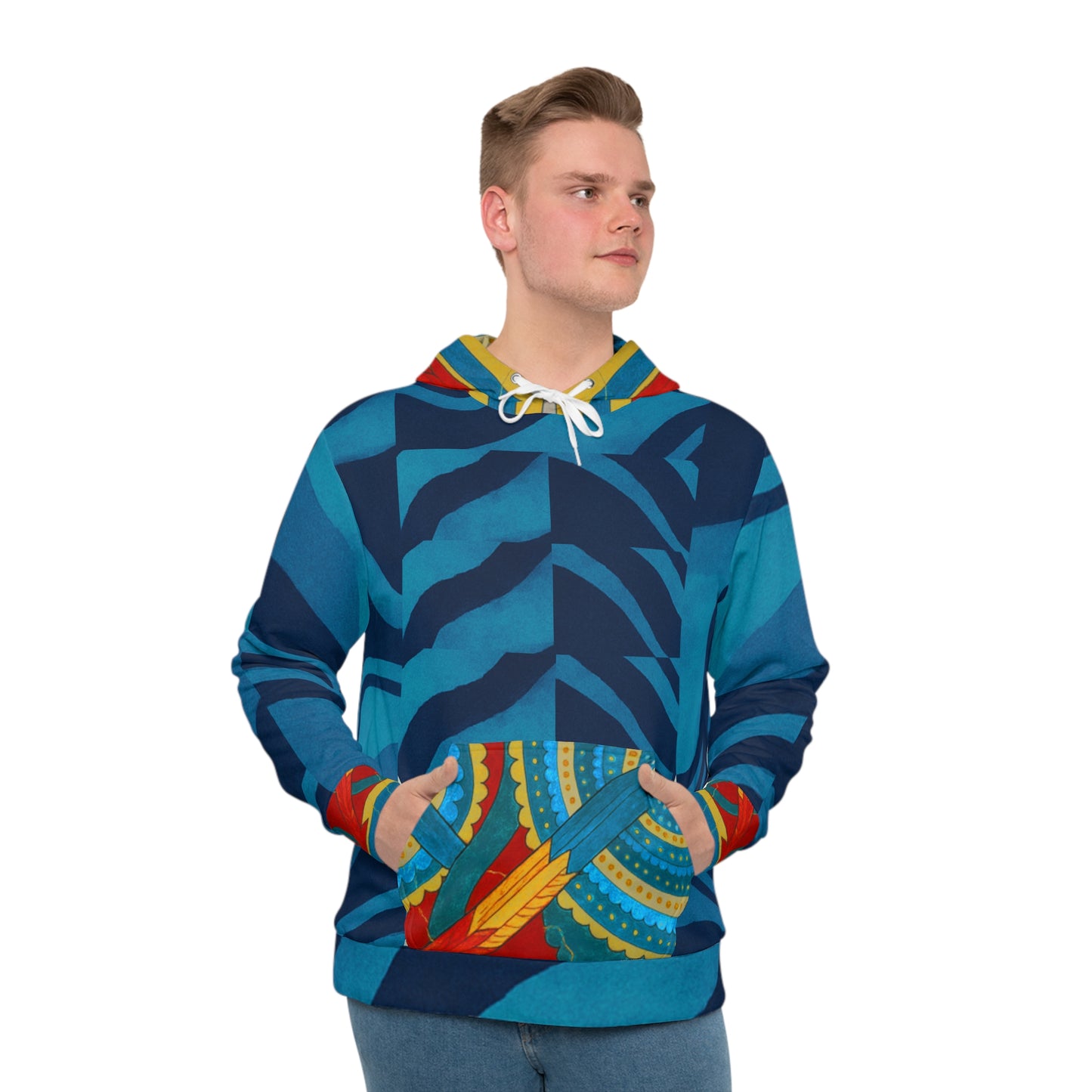 Men's Hoodie - Blue Flourette Design Inspired by Genesis 1 and Revelation 22