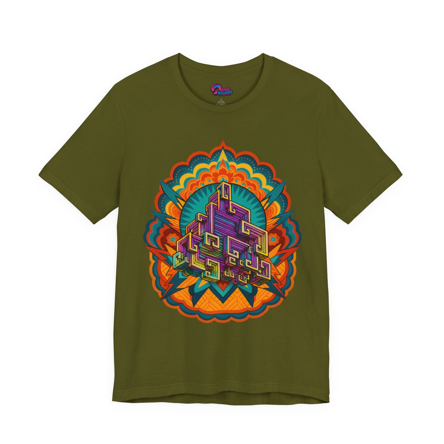 Vibrant Mandala Short Sleeve Tee, Unisex Art Shirt, Colorful Graphic Tee, Bohemian Style T-Shirt, Festival Apparel, Psychedelic Wear